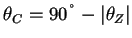 $\theta_C=90��-\vert\theta_Z\vert$